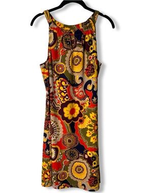 Jude Connally Womens Julie Dress 70s Floral Paisley Halter Shift Sz. L